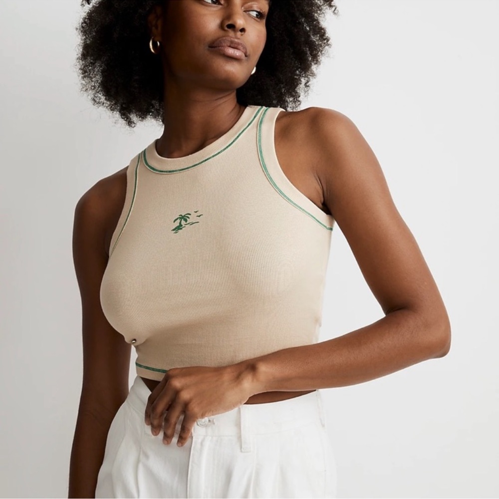Madewell Paradise Palm Graphic Crop Tank XS